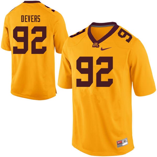 Men #92 Tai'yon Devers Minnesota Golden Gophers College Football Jerseys Sale-Gold